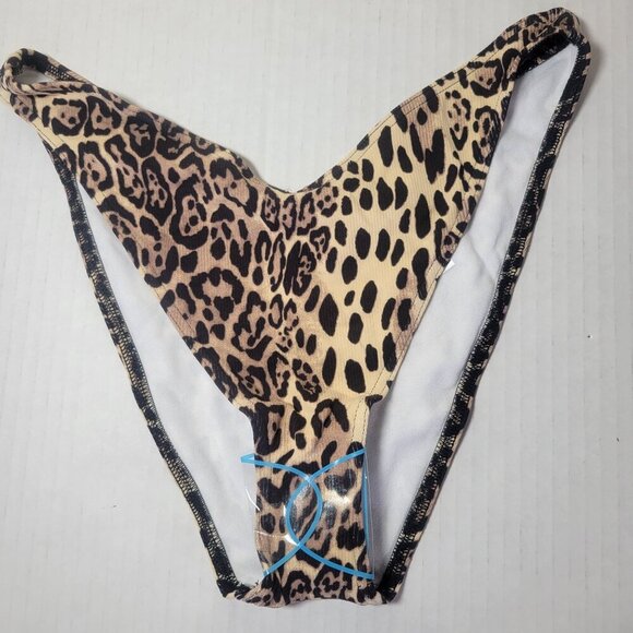 ASOS Design Leopard Print Swimwear Beachwear High Cut Bikini Bottoms Size US 8 - Picture 1 of 5
